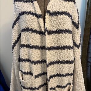 C&C California Black and White Striped Cardigan